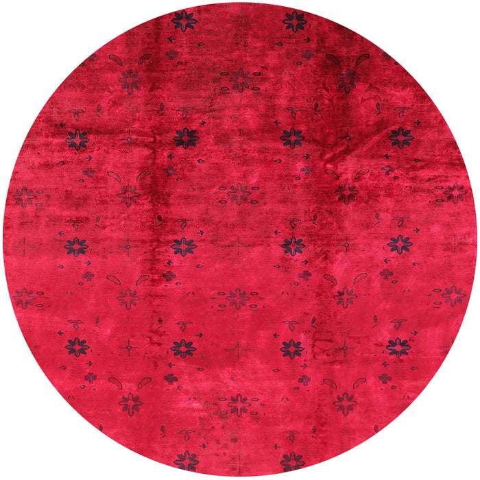 Round Machine Washable Industrial Modern Raspberry Purple Rug, wshurb805