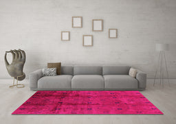 Machine Washable Oriental Pink Industrial Rug in a Living Room, wshurb805pnk