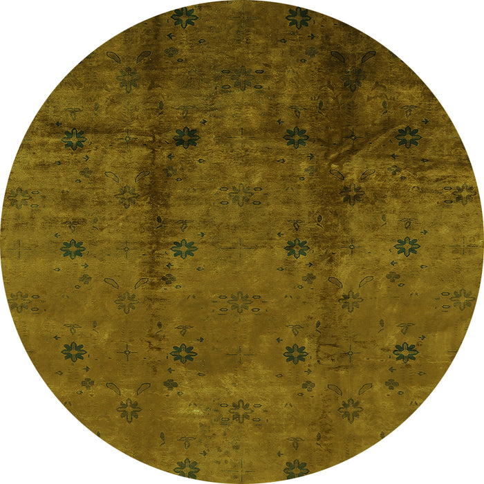 Round Machine Washable Oriental Green Industrial Area Rugs, wshurb805grn