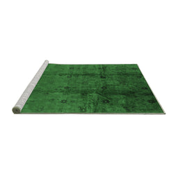 Sideview of Machine Washable Oriental Emerald Green Industrial Area Rugs, wshurb805emgrn