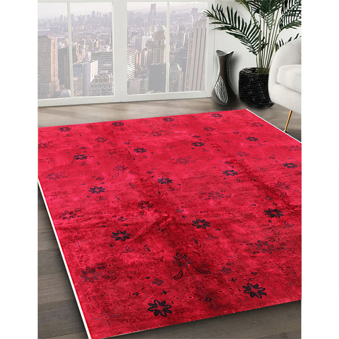 Machine Washable Industrial Modern Raspberry Purple Rug in a Family Room, wshurb805