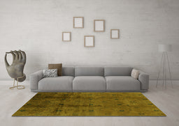 Machine Washable Oriental Green Industrial Area Rugs in a Living Room,, wshurb805grn