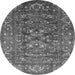 Round Machine Washable Oriental Gray Industrial Rug, wshurb806gry