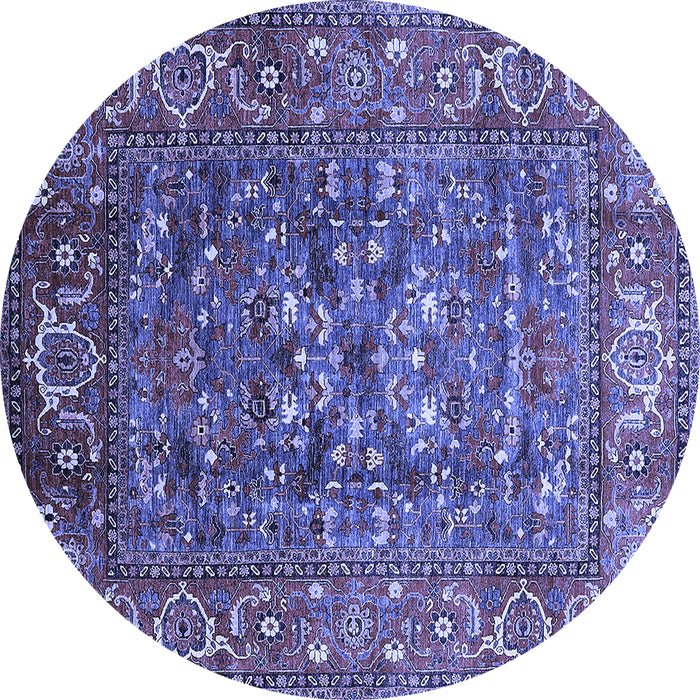Round Oriental Blue Industrial Rug, urb806blu