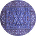 Round Oriental Blue Industrial Rug, urb806blu