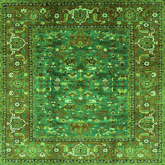 Square Oriental Green Industrial Rug, urb806grn
