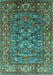 Machine Washable Oriental Turquoise Industrial Area Rugs, wshurb806turq