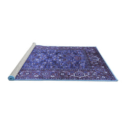 Sideview of Machine Washable Oriental Blue Industrial Rug, wshurb806blu