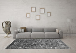 Machine Washable Oriental Gray Industrial Rug in a Living Room,, wshurb806gry