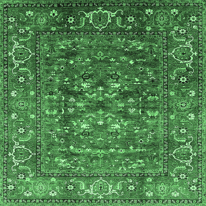 Square Oriental Emerald Green Industrial Rug, urb806emgrn