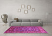 Machine Washable Oriental Pink Industrial Rug in a Living Room, wshurb806pnk