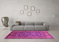 Machine Washable Oriental Pink Industrial Rug, wshurb806pnk