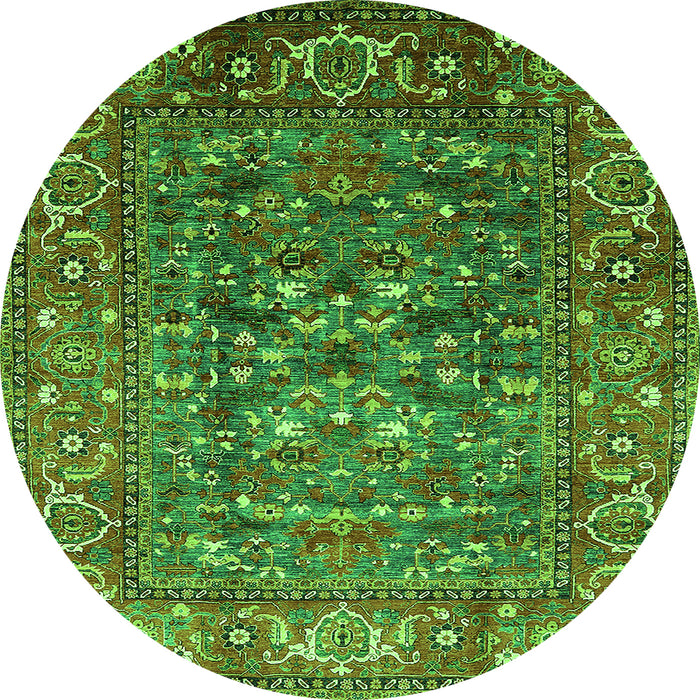 Round Oriental Green Industrial Rug, urb806grn