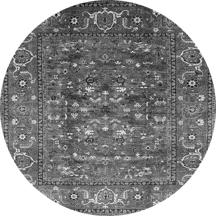 Round Oriental Gray Industrial Rug, urb806gry
