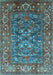 Machine Washable Oriental Light Blue Industrial Rug, wshurb806lblu