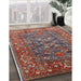 Mid-Century Modern Fire Brick Red Oriental Rug in Family Room, urb806