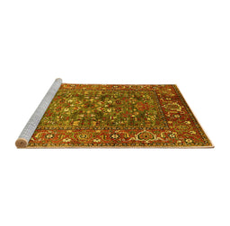 Sideview of Machine Washable Oriental Yellow Industrial Rug, wshurb806yw