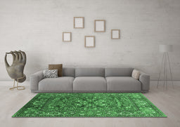 Machine Washable Oriental Emerald Green Industrial Area Rugs in a Living Room,, wshurb806emgrn