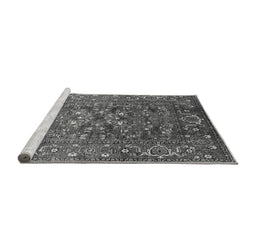 Sideview of Machine Washable Oriental Gray Industrial Rug, wshurb806gry