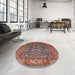 Round Machine Washable Industrial Modern Fire Brick Red Rug in a Office, wshurb806