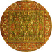 Round Oriental Yellow Industrial Rug, urb806yw