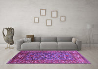 Machine Washable Oriental Purple Industrial Rug, wshurb806pur