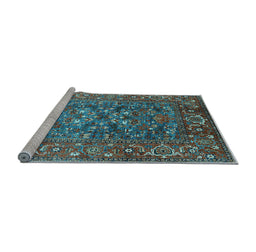 Sideview of Machine Washable Oriental Light Blue Industrial Rug, wshurb806lblu