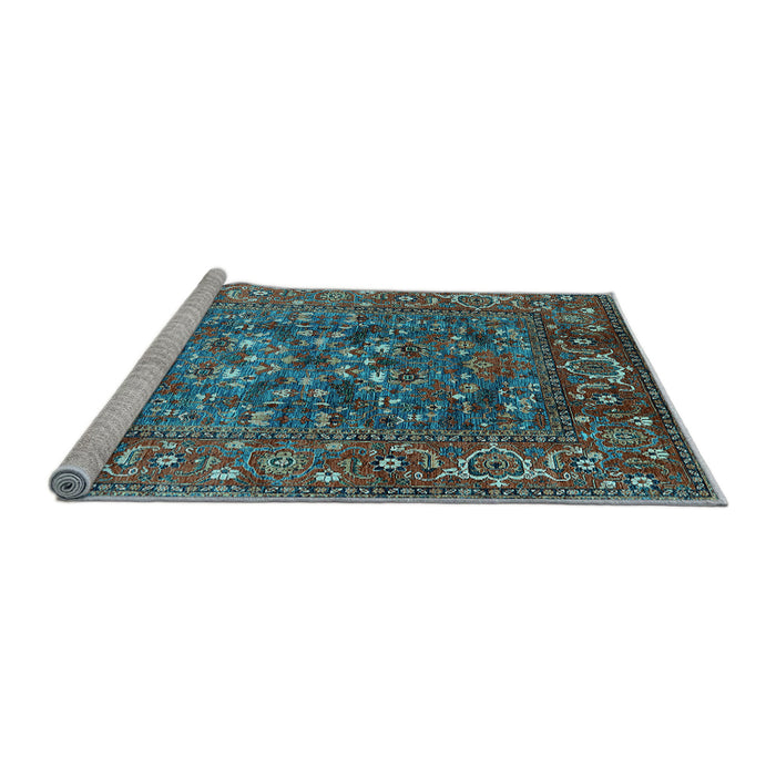 Sideview of Machine Washable Oriental Light Blue Industrial Rug, wshurb806lblu
