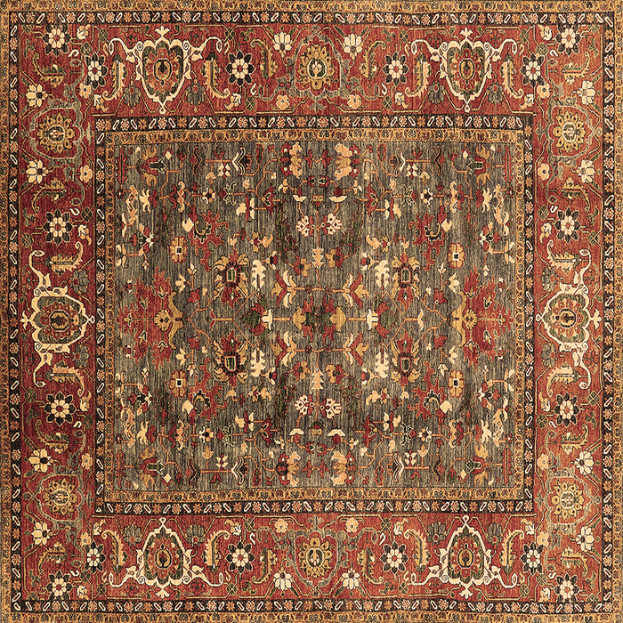 Square Machine Washable Oriental Brown Industrial Rug, wshurb806brn