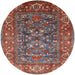 Round Mid-Century Modern Fire Brick Red Oriental Rug, urb806