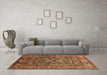 Machine Washable Oriental Brown Industrial Rug in a Living Room,, wshurb806brn