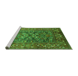 Sideview of Machine Washable Oriental Green Industrial Area Rugs, wshurb806grn