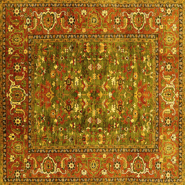 Square Machine Washable Oriental Yellow Industrial Rug, wshurb806yw