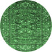 Round Oriental Emerald Green Industrial Rug, urb806emgrn