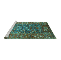 Sideview of Machine Washable Oriental Turquoise Industrial Area Rugs, wshurb806turq