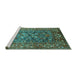 Sideview of Machine Washable Oriental Turquoise Industrial Area Rugs, wshurb806turq