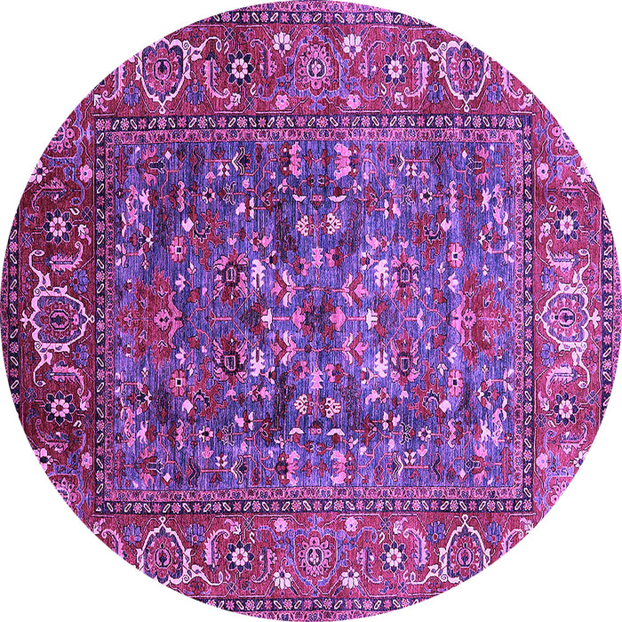 Round Machine Washable Oriental Purple Industrial Area Rugs, wshurb806pur