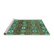 Sideview of Machine Washable Oriental Turquoise Industrial Area Rugs, wshurb807turq