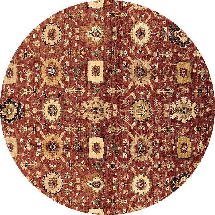 Round Machine Washable Oriental Brown Industrial Rug, wshurb807brn