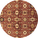 Round Machine Washable Oriental Brown Industrial Rug, wshurb807brn