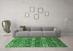 Machine Washable Oriental Emerald Green Industrial Area Rugs in a Living Room,, wshurb807emgrn