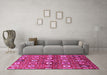 Machine Washable Oriental Pink Industrial Rug in a Living Room, wshurb807pnk