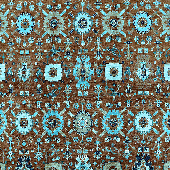 Machine Washable Oriental Light Blue Industrial Rug, wshurb807lblu