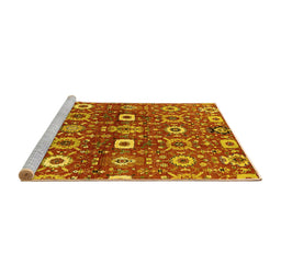Sideview of Machine Washable Oriental Yellow Industrial Rug, wshurb807yw