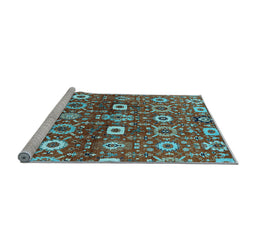 Sideview of Machine Washable Oriental Light Blue Industrial Rug, wshurb807lblu