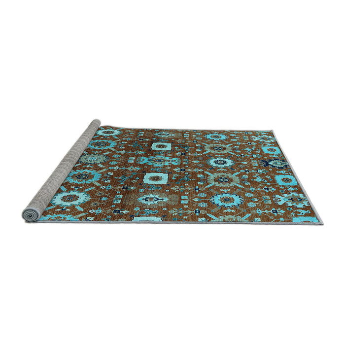 Sideview of Machine Washable Oriental Light Blue Industrial Rug, wshurb807lblu