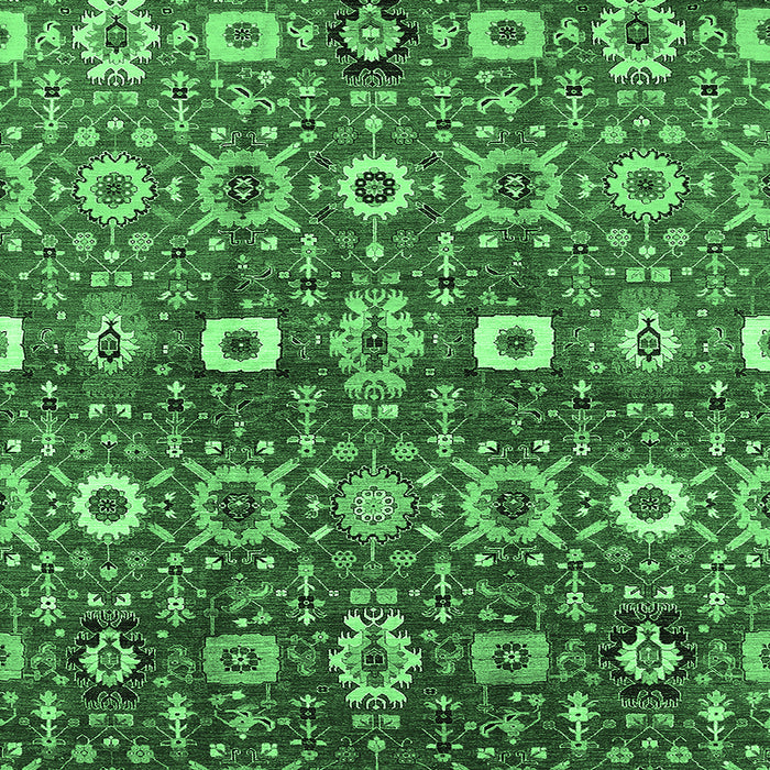 Square Machine Washable Oriental Emerald Green Industrial Area Rugs, wshurb807emgrn