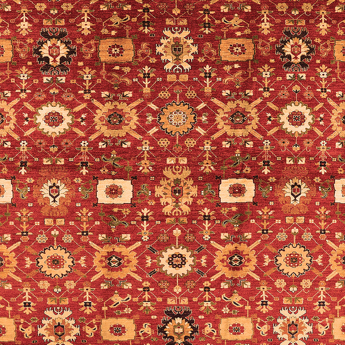 Square Machine Washable Oriental Orange Industrial Area Rugs, wshurb807org