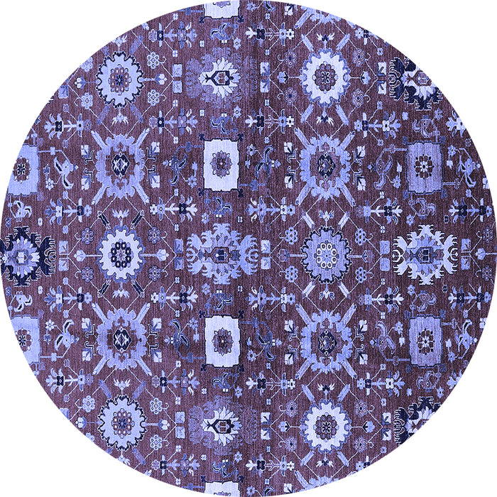 Round Oriental Blue Industrial Rug, urb807blu