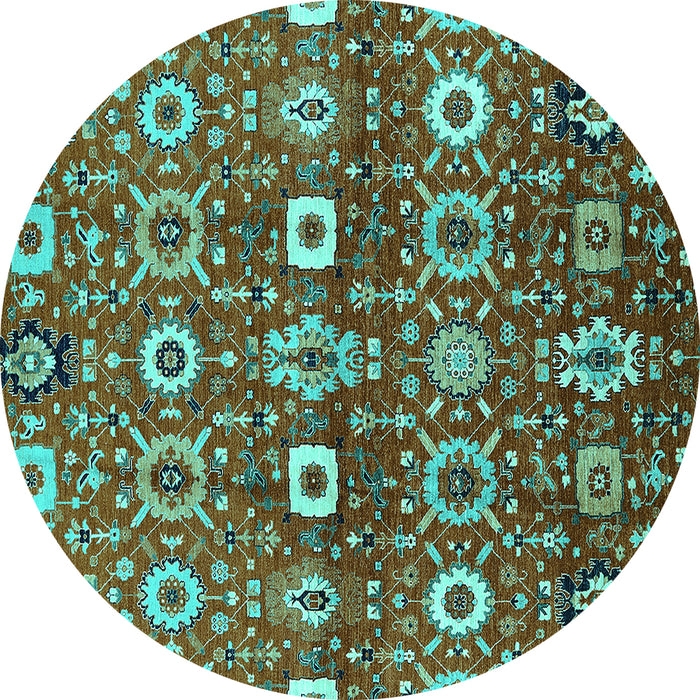 Round Oriental Turquoise Industrial Rug, urb807turq